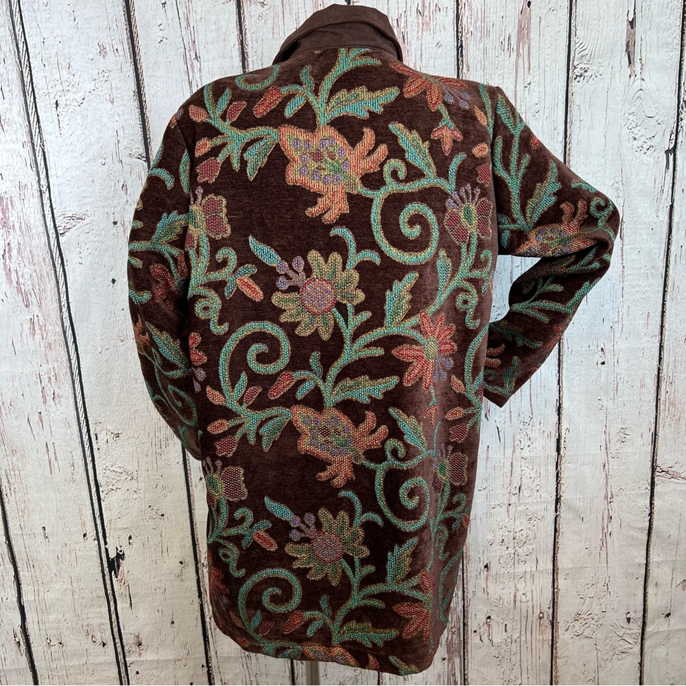 Vintage Maggie Sweet Floral Tapestry Rug Chenille Blazer Coat Jacket Size Medium - Picture 2 of 16